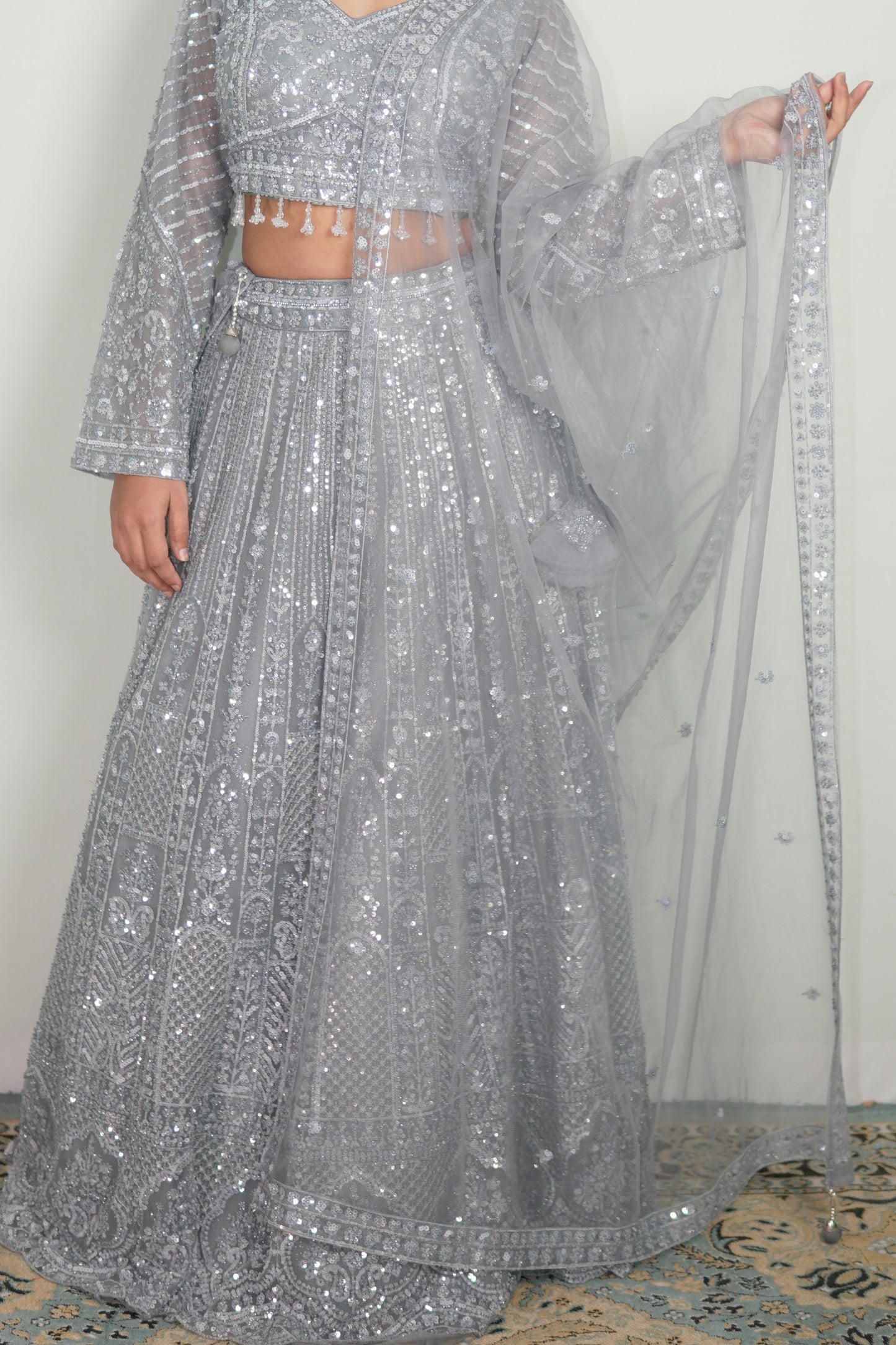 Moonlit Silver Embroidered Lehenga Set