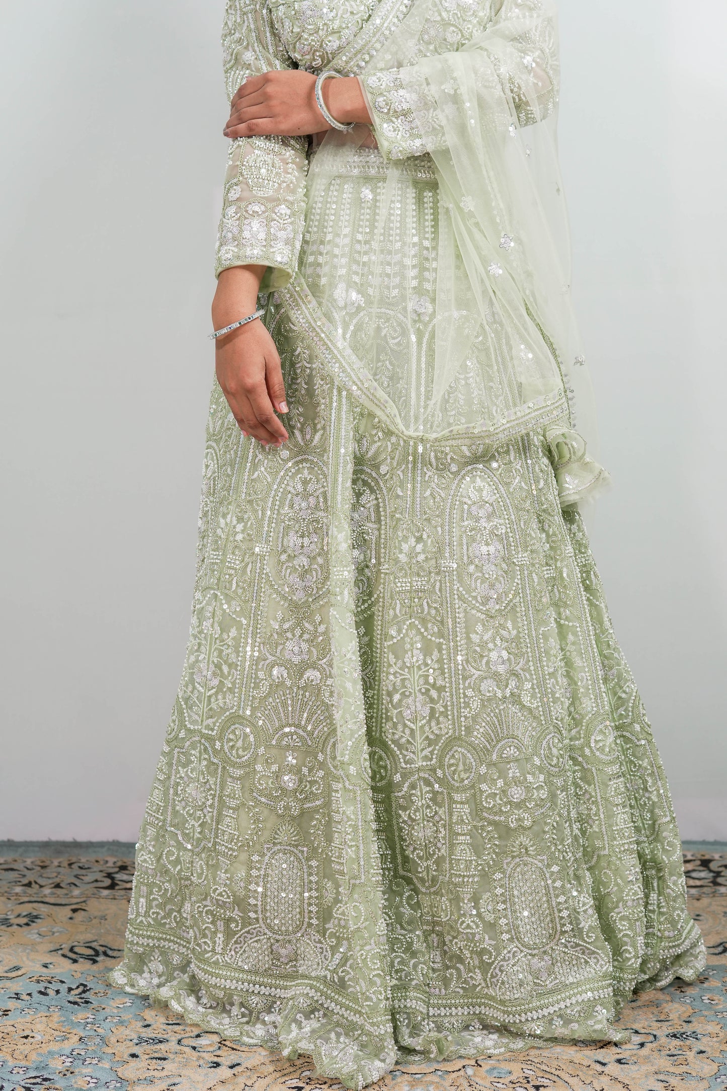 Pistachio Paisley Embroidered Lehenga Set