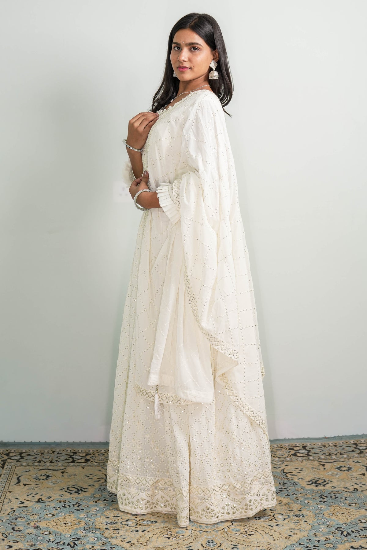 Ivory Mirrorwork Lehenga Set