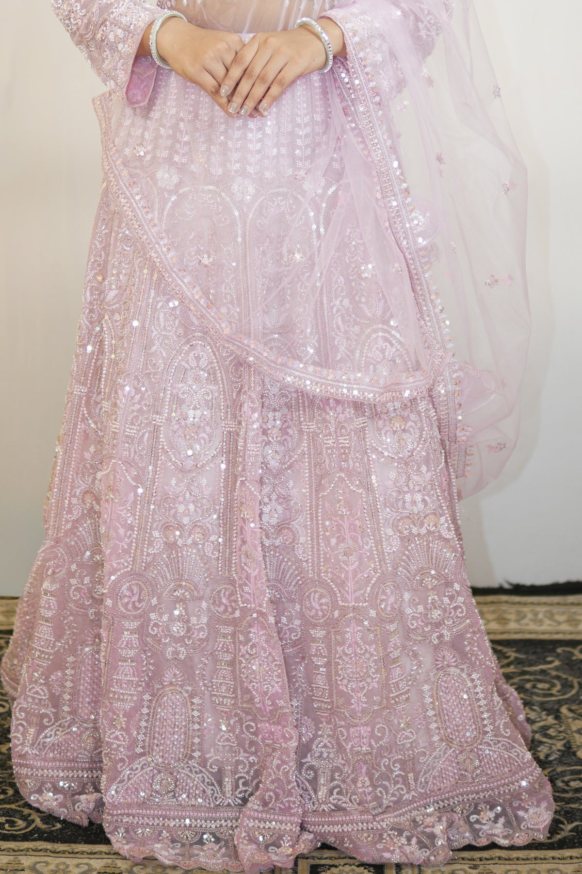Blush Rosette Embroidered Lehenga Set