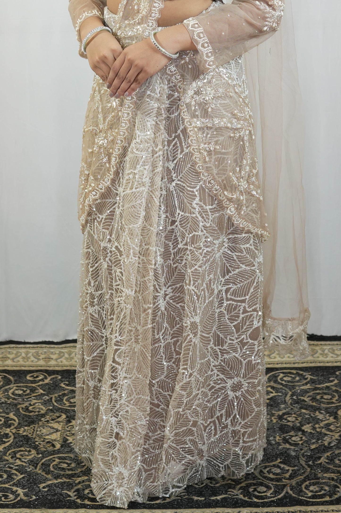 Ivory Leafwork Embroidered Lehenga Set