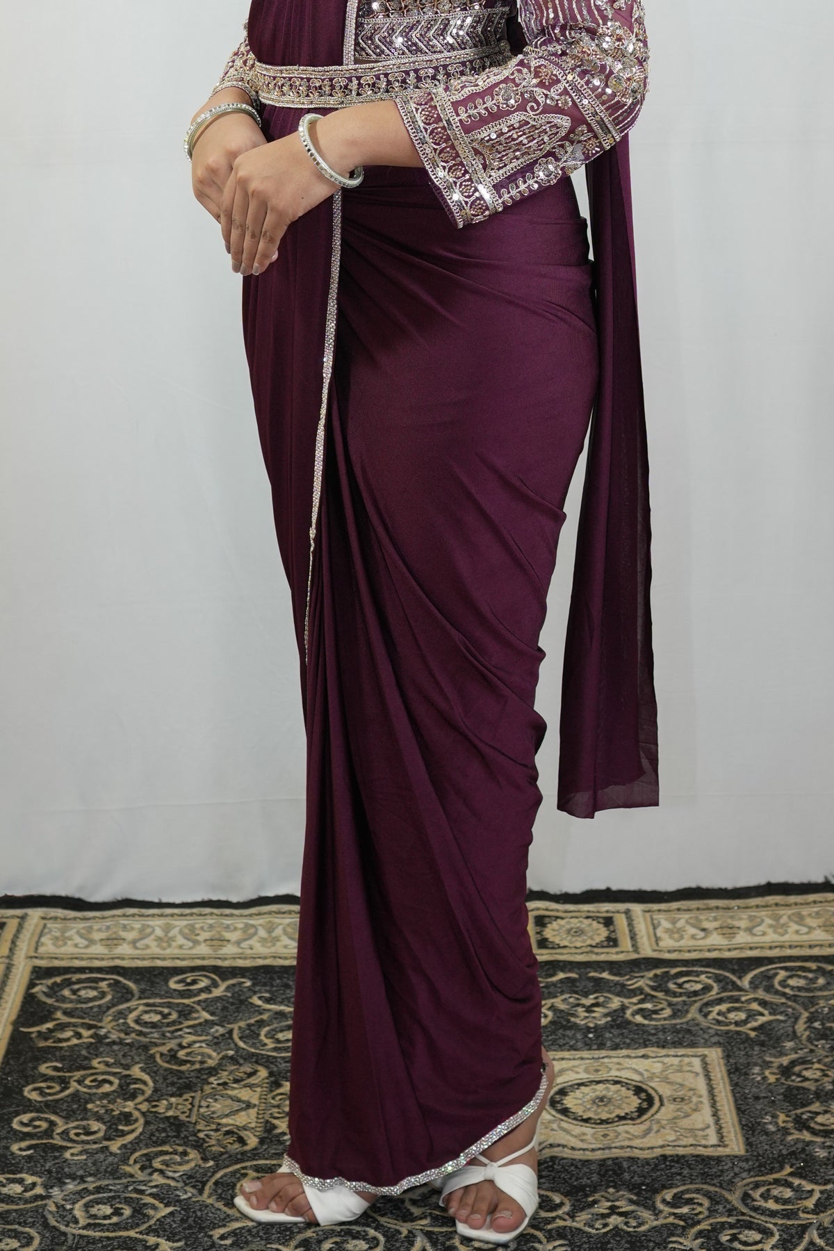 Burgundy Heritage Draped Saree