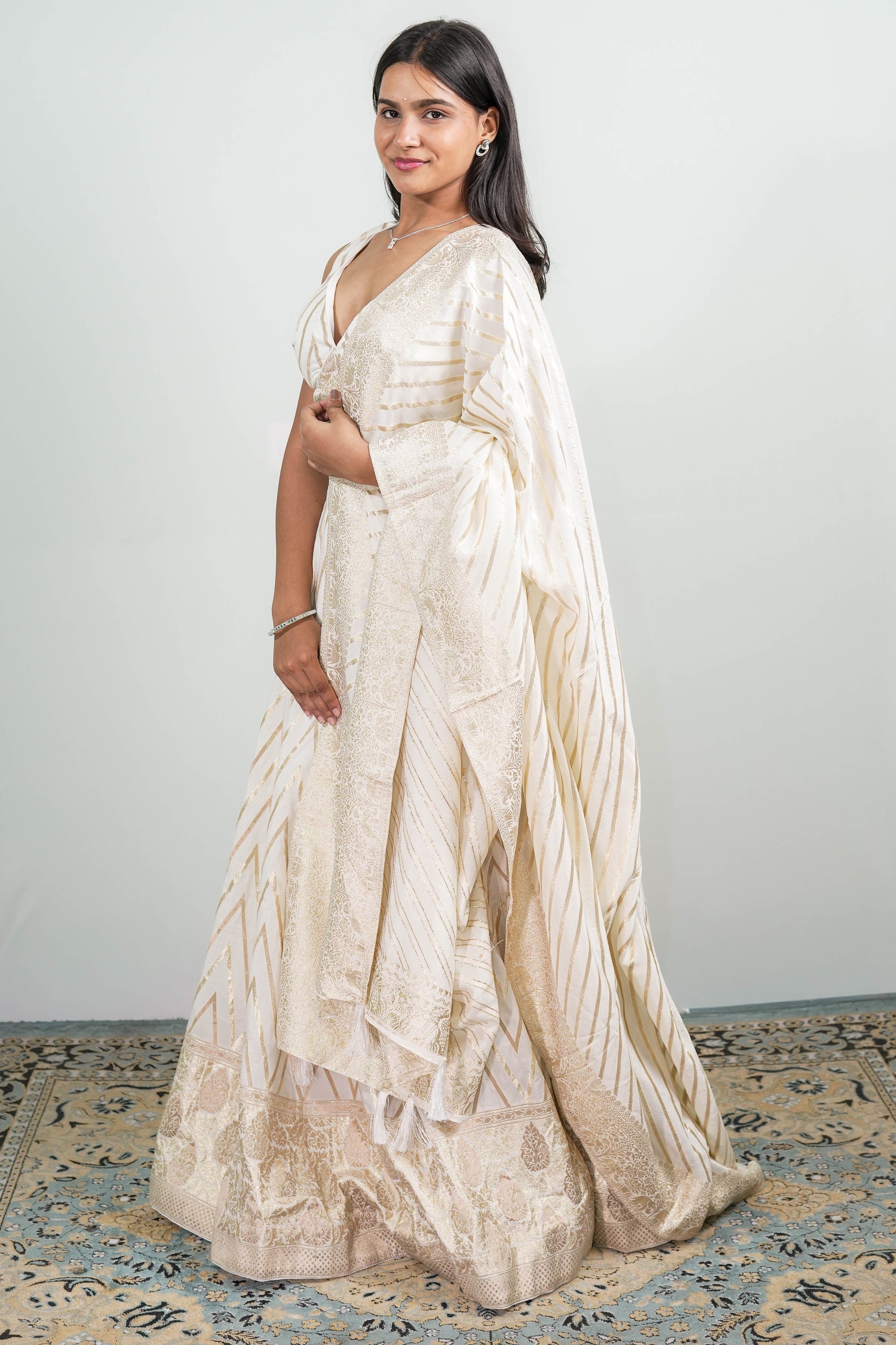 Chevron Lehenga Ivory Side