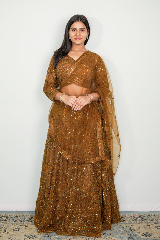 Mocha Royale Embroidered Lehenga Set