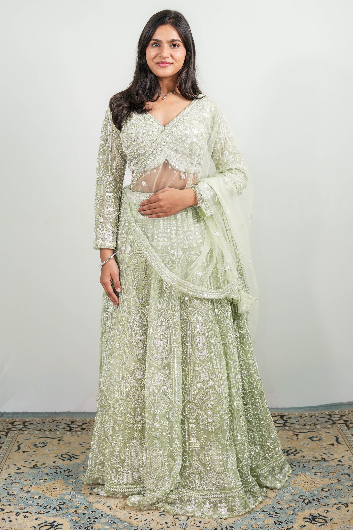 Pistachio Paisley Embroidered Lehenga Set