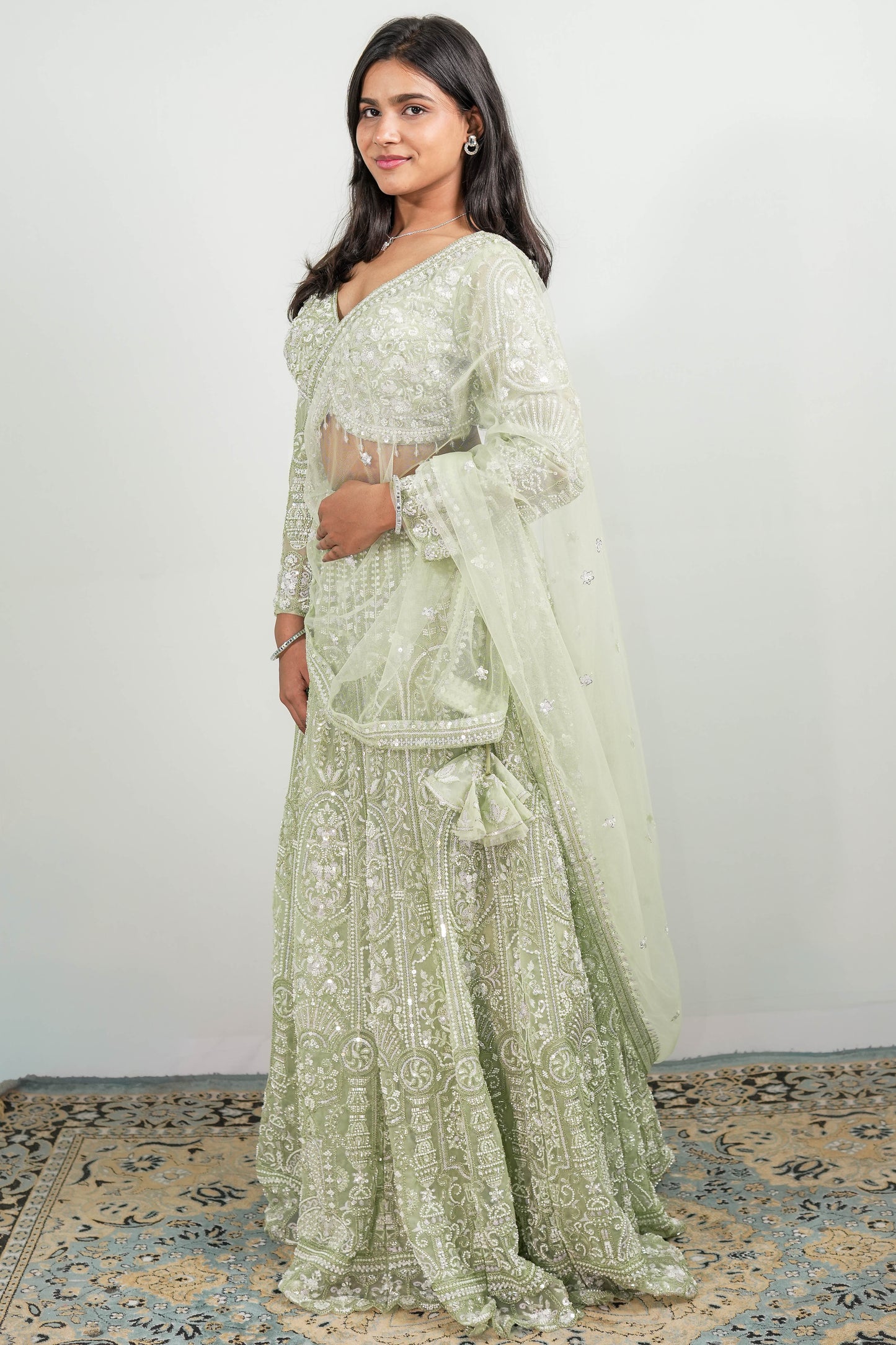 Pistachio Paisley Embroidered Lehenga Set