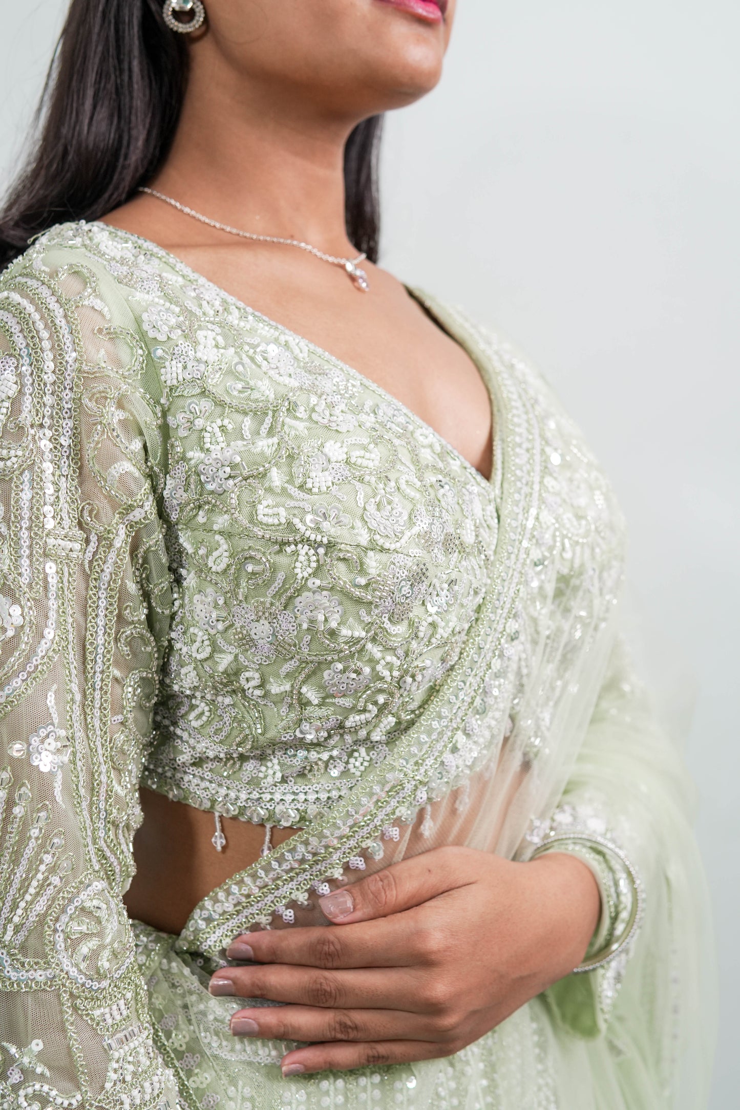 Pistachio Paisley Embroidered Lehenga Set