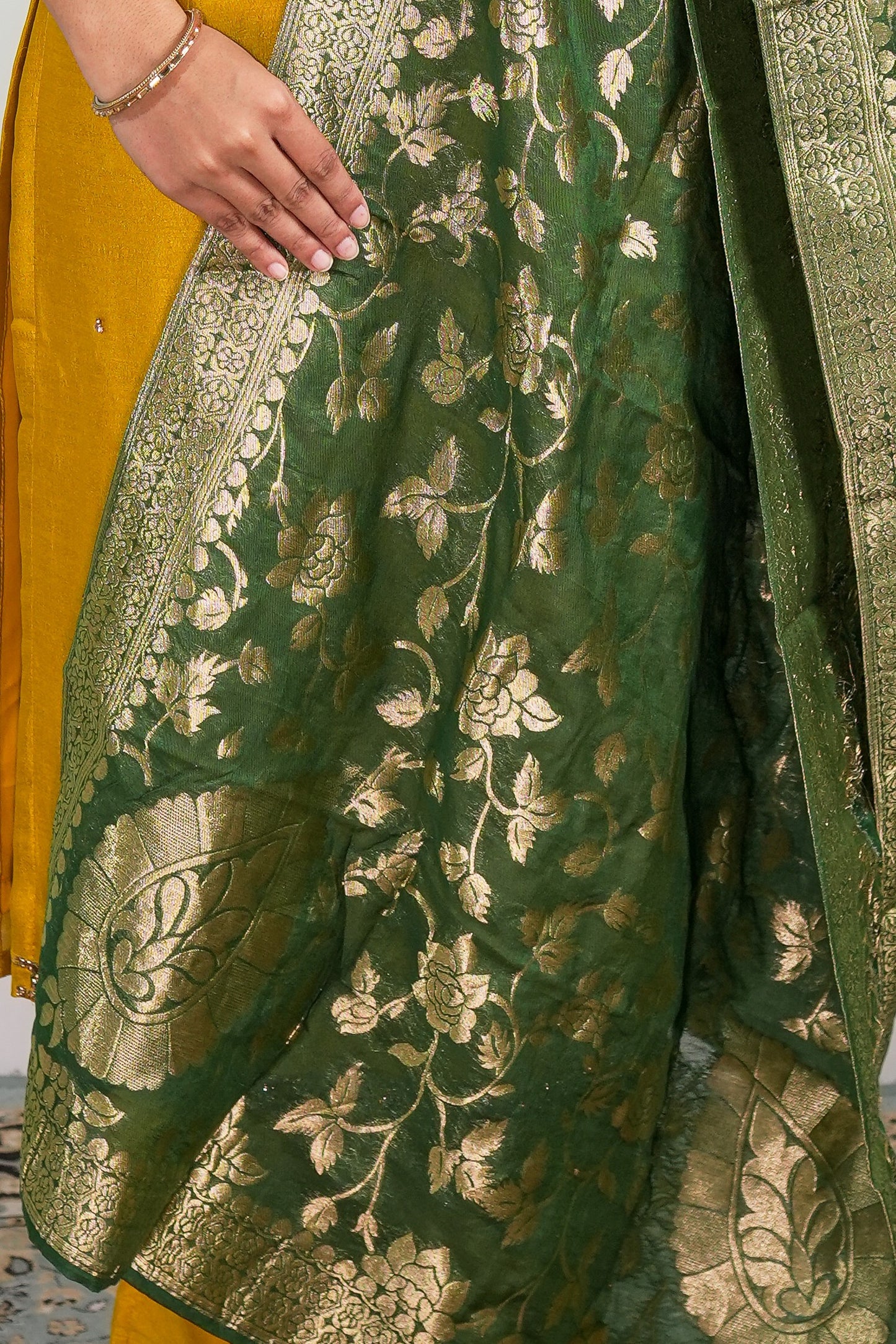 Golden Meadow Floral Saree Set