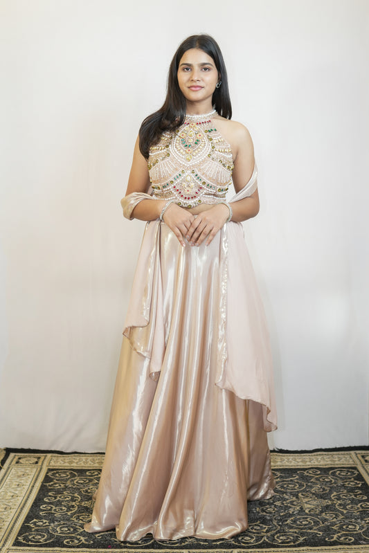 Champagne Pearl Lehenga Set