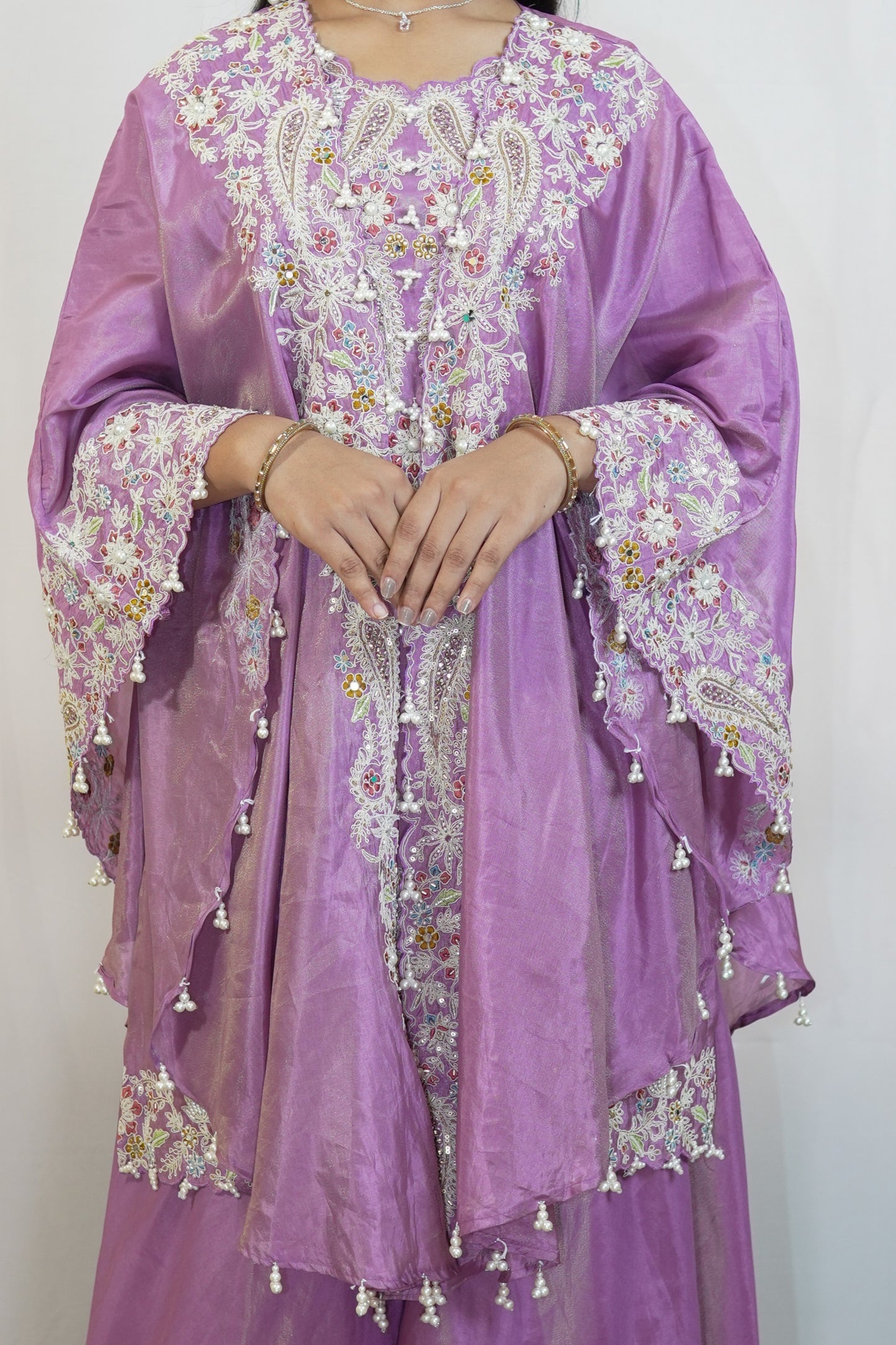 Lavender Embroidered Sharara Set