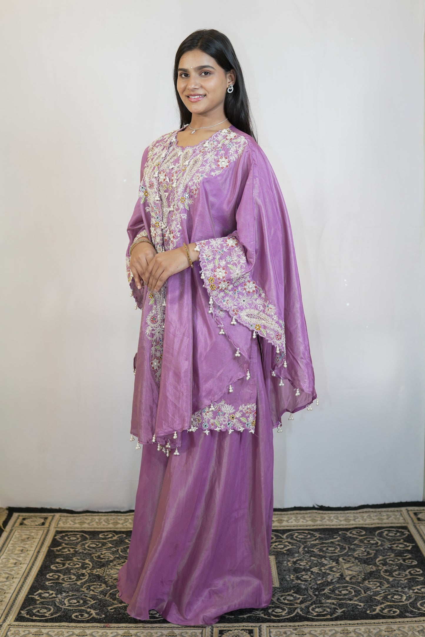 Lavender Embroidered Sharara Set