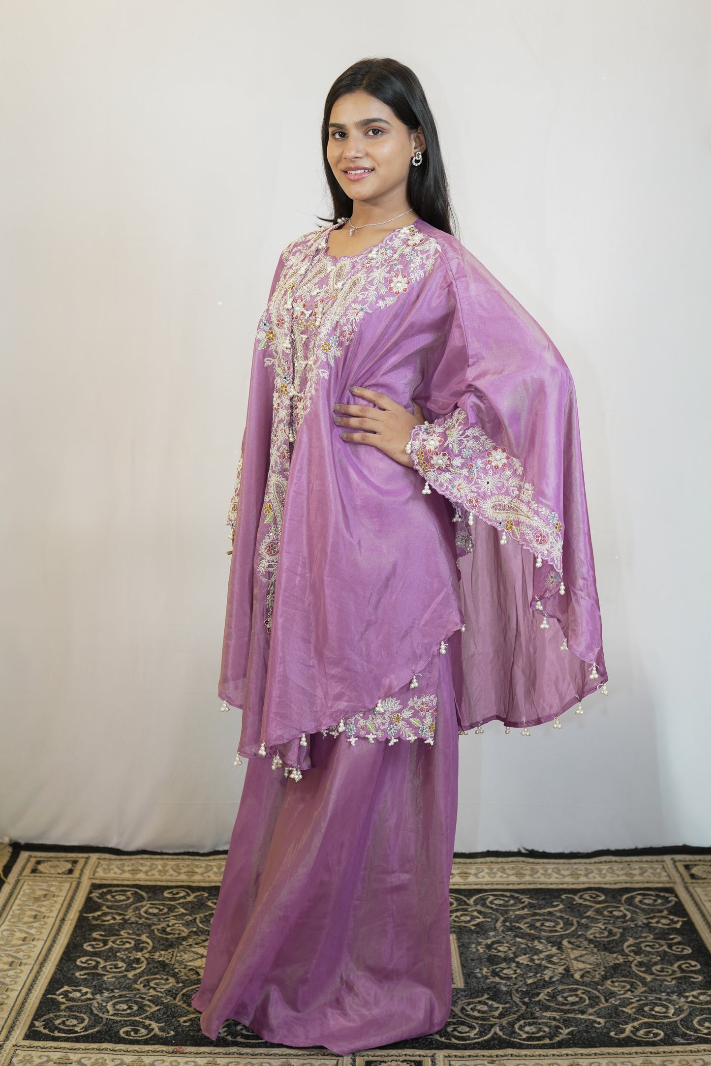 Lavender Embroidered Sharara Set