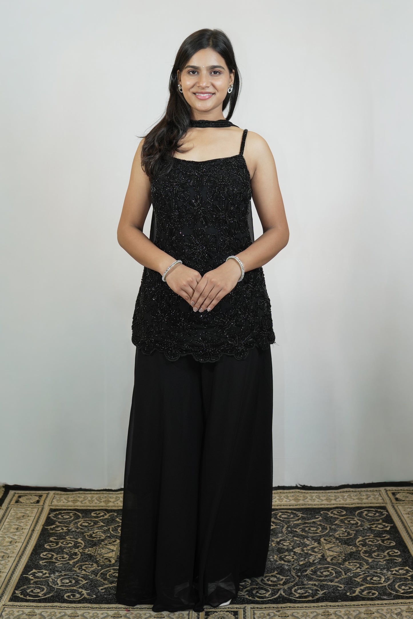 Black Floral Palazzo Set