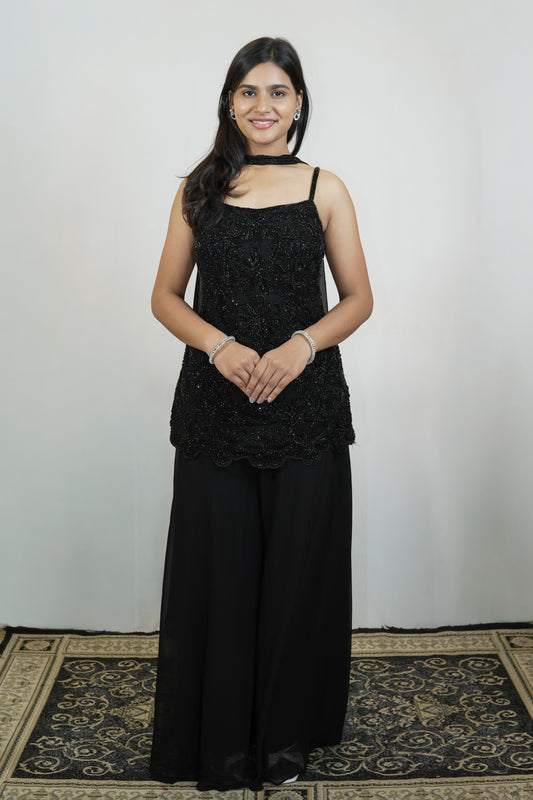 Black Floral Palazzo Set