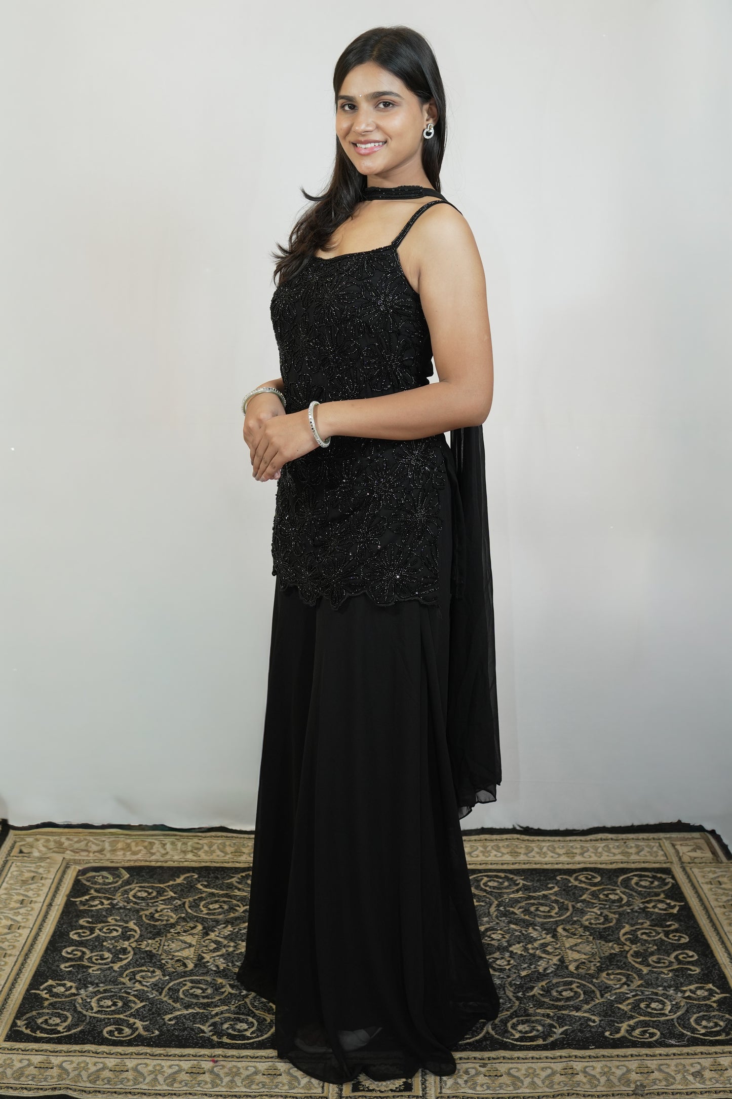 Black Floral Palazzo Set