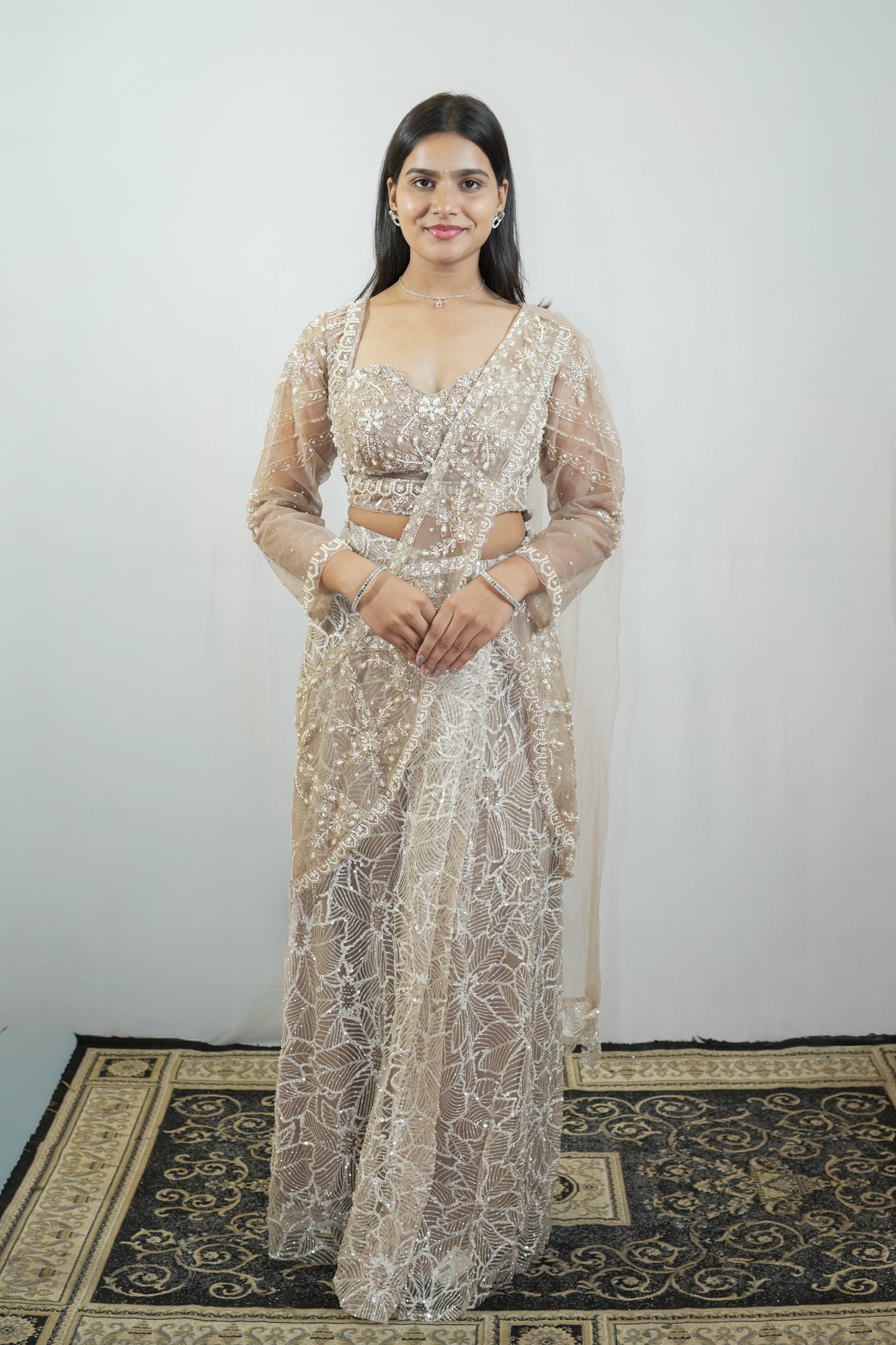 Ivory Leafwork Embroidered Lehenga Set