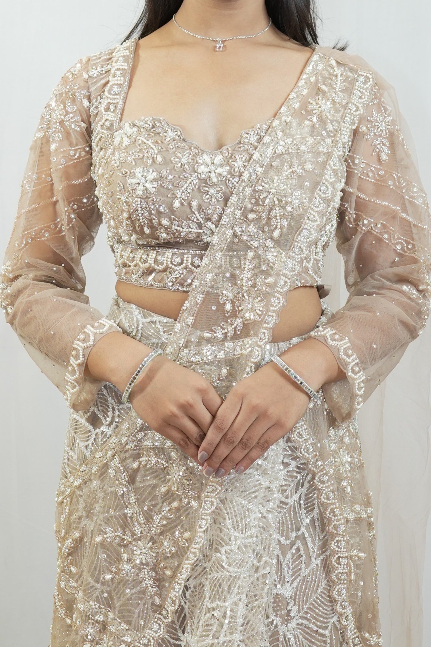 Ivory Leafwork Embroidered Lehenga Set