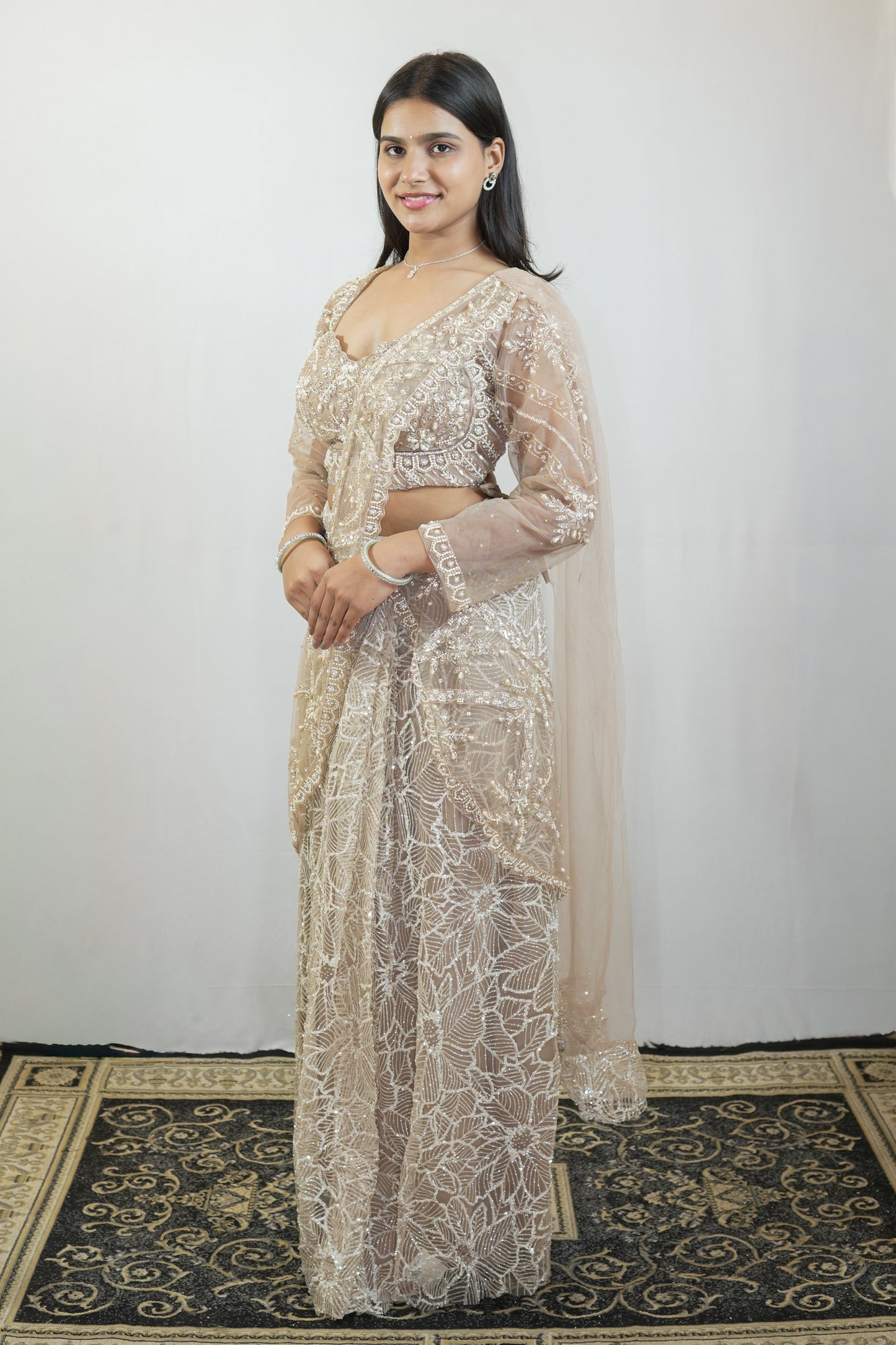 Ivory Leafwork Embroidered Lehenga Set